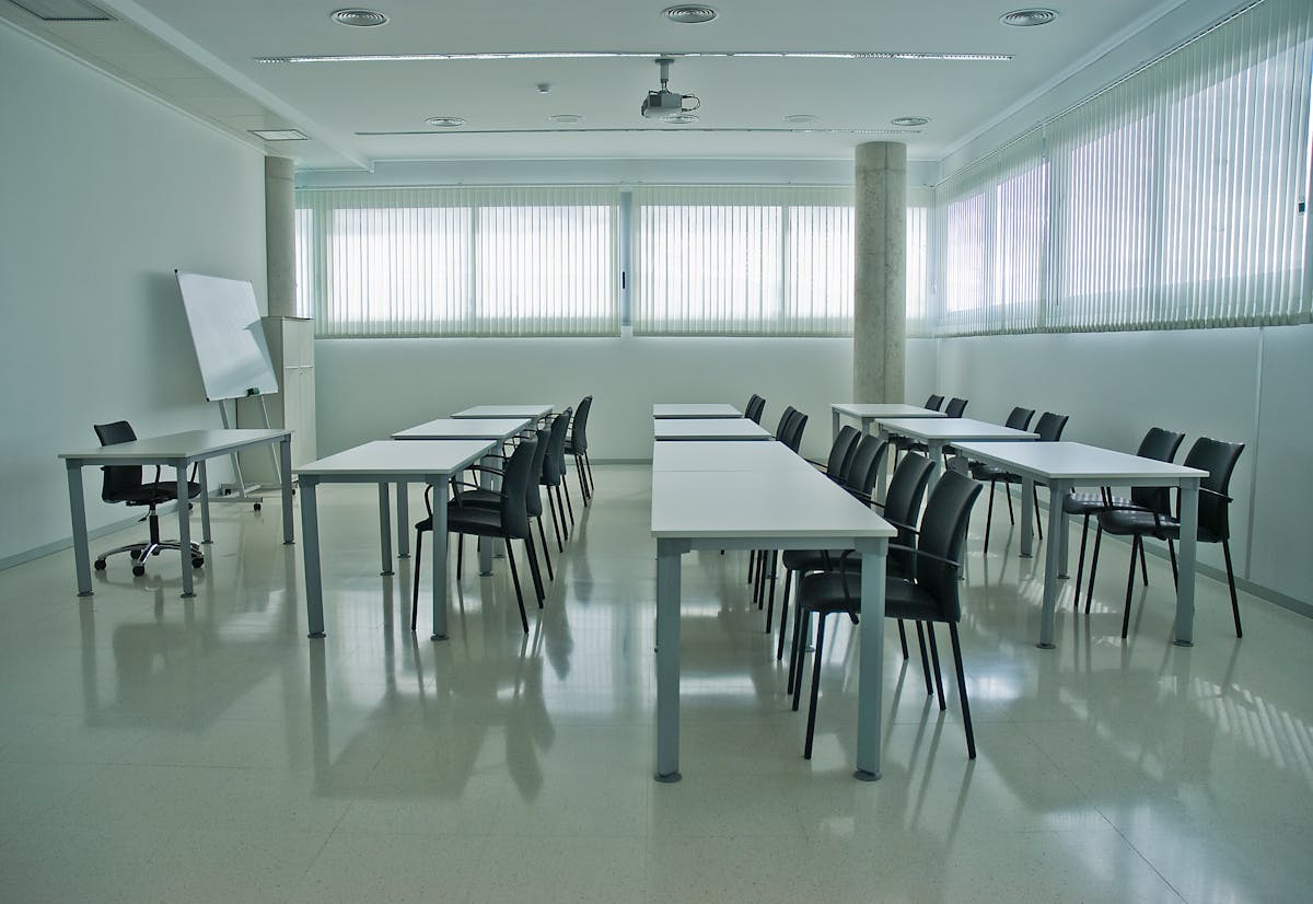 Conference room prepared for a business meeting